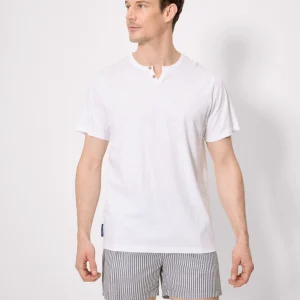 maglietta basic a maniche corte con collo a gallina, bianca