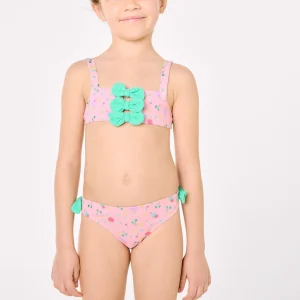 Bikini da bambina con dettagli a fiocco e stampa estiva a forma di gelato