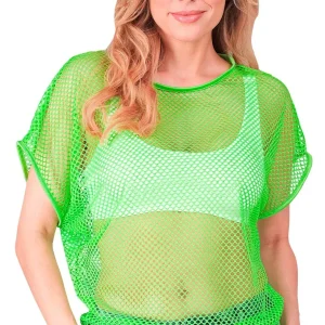 Maglietta a rete verde fosforescente stile anni '80