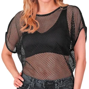 Maglietta a rete nera stile anni '80