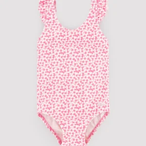 Costume da bagno per neonata con dettagli a balze e stampa floreale