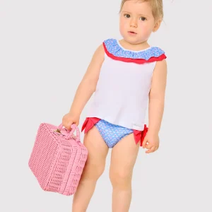 Set per neonato: maglietta e pantaloncini con volant e fiocco, stampa floreale
