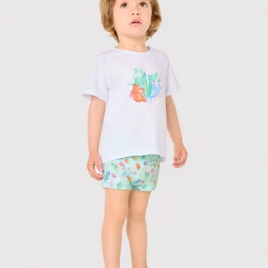 Set per neonato: maglietta e boxer con stampa di animali marini