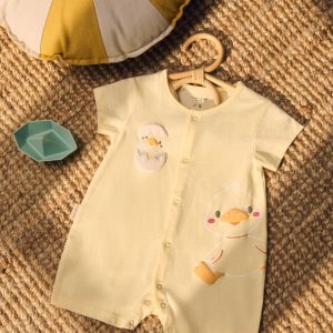 Tutina per neonato con maniche corte e stampa a forma di anatra