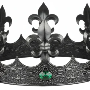 Corona di Re Argentata Scura in Metallo con Pietre Preziose