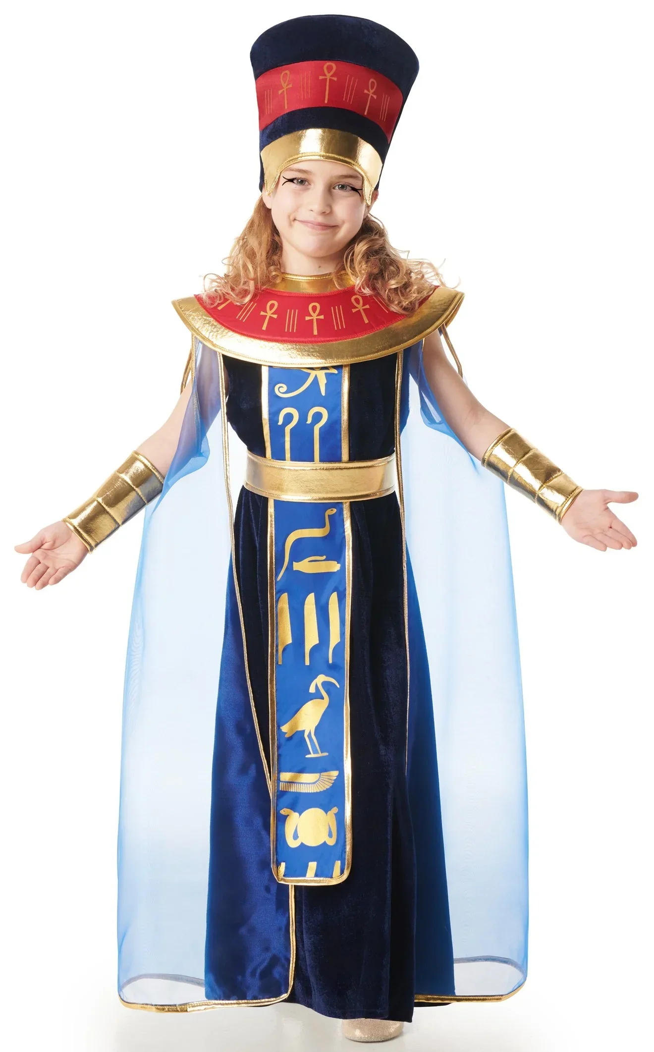 Costume di Faraona Egiziana Elegante Blu per Bambina - immagine 2