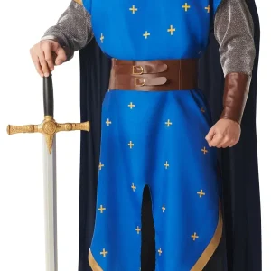 Costume da Cavaliere Medievale Blu con Mantello per Uomo