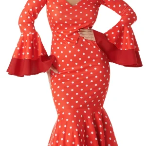 Costume da Flamenca Elegante Rosso con Pois per Donna