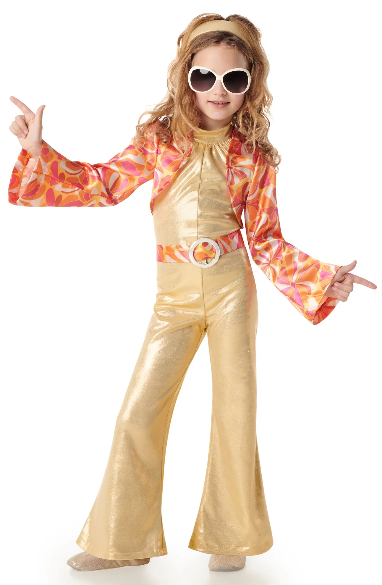 Costume Disco Anni 70 Dorato per Bambina - immagine 2