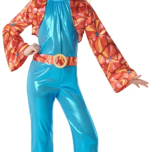 Costume Disco Anni 70 Blu per Bambina