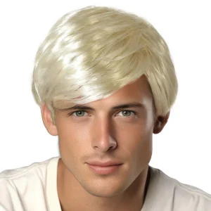 Parrucca Bionda Platino con Capelli Corti Lisci da Uomo