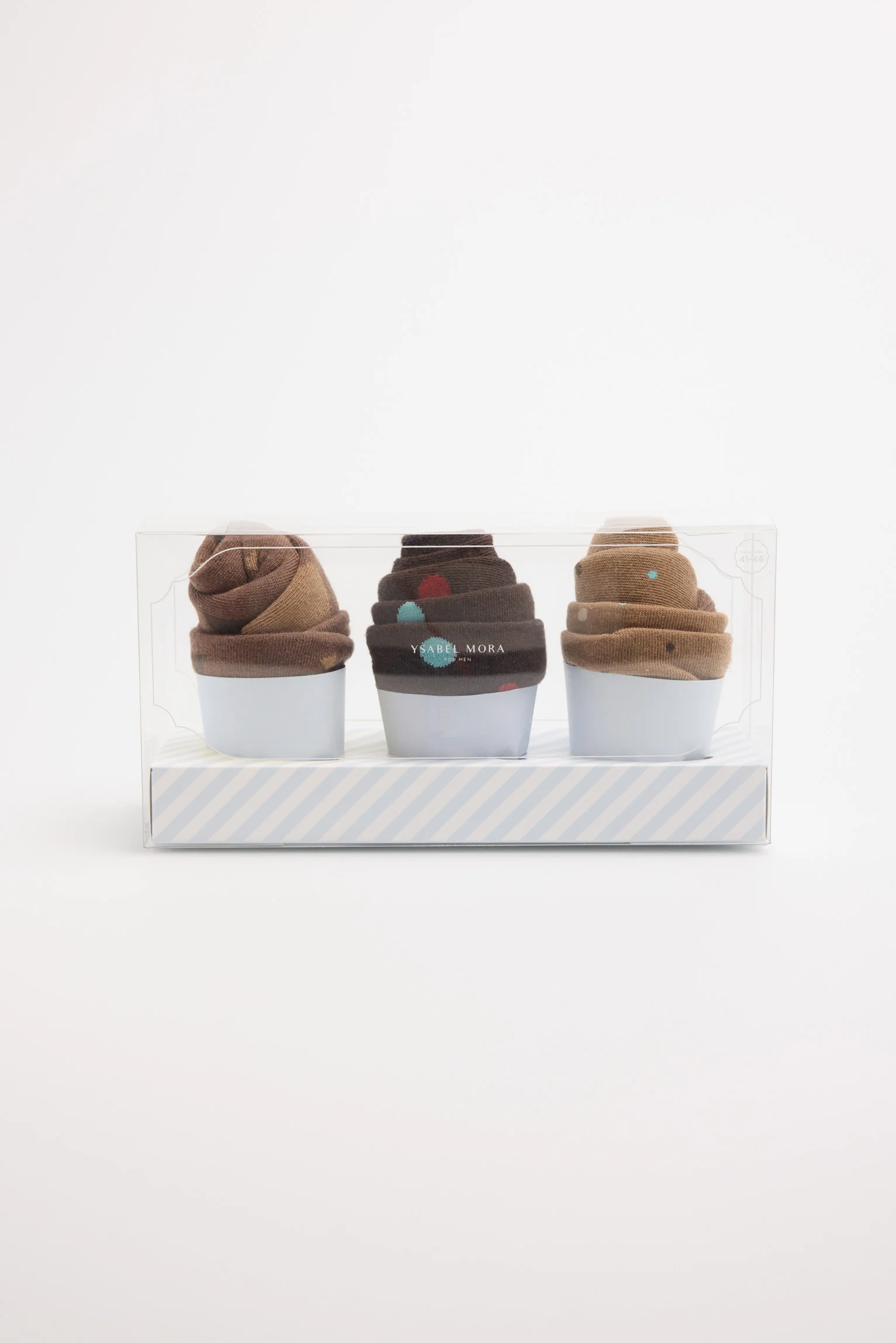 Confezione regalo di 3 calzini a forma di muffin al cioccolato - immagine 2