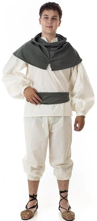 Costume da Panettiere Medievale con Cappuccio per Uomo - immagine 2