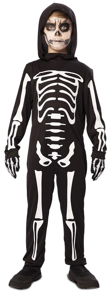 Costume da Scheletro Fluorescente con Cappuccio per Bambino - immagine 3