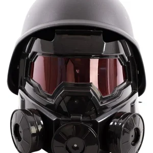 Casco Nero con Maschera a Gas