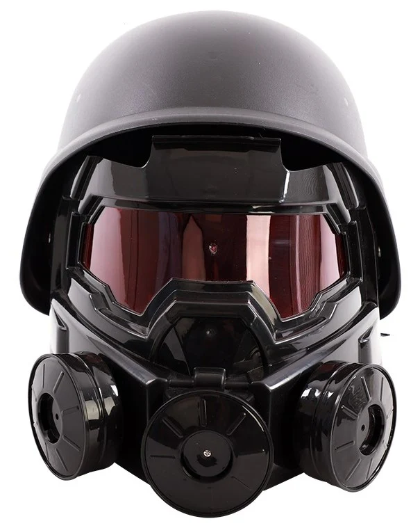 Casco Nero con Maschera a Gas