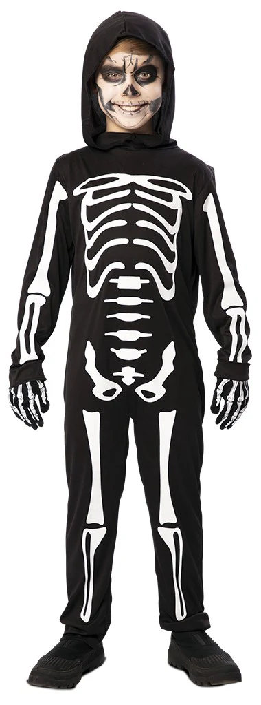 Costume da Scheletro Fluorescente con Cappuccio per Bambino