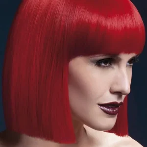 Parrucca rossa taglio bob con frangia premium