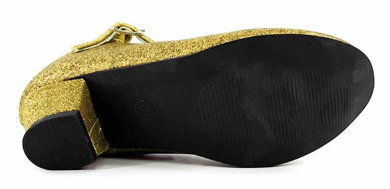 Scarpe con tacco dorate con glitter per bambina - immagine 5