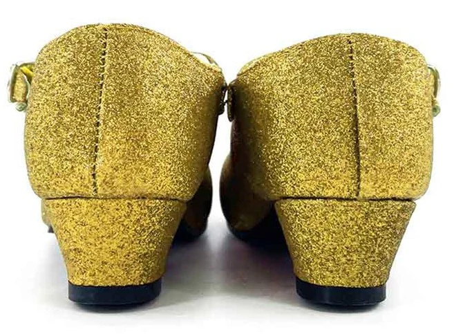 Scarpe con tacco dorate con glitter per bambina - immagine 7