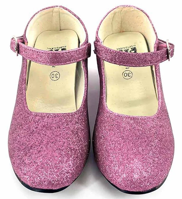 Scarpe con tacco rosa con glitter per bambina - immagine 4