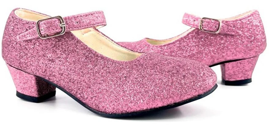 Scarpe con tacco rosa con glitter per bambina
