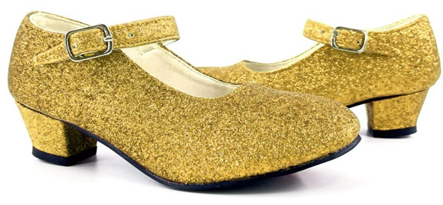 Scarpe con tacco dorate con glitter per bambina - immagine 2