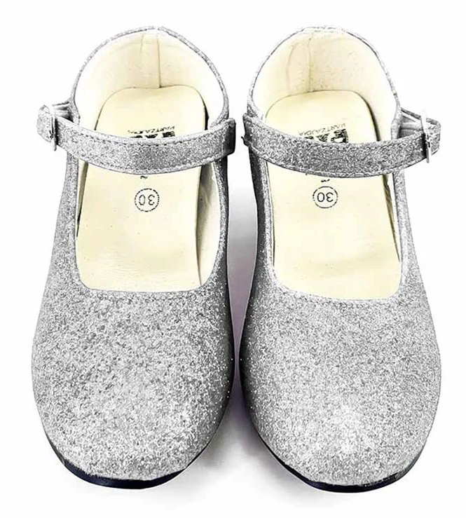 Scarpe con tacco argento con glitter per bambina - immagine 4
