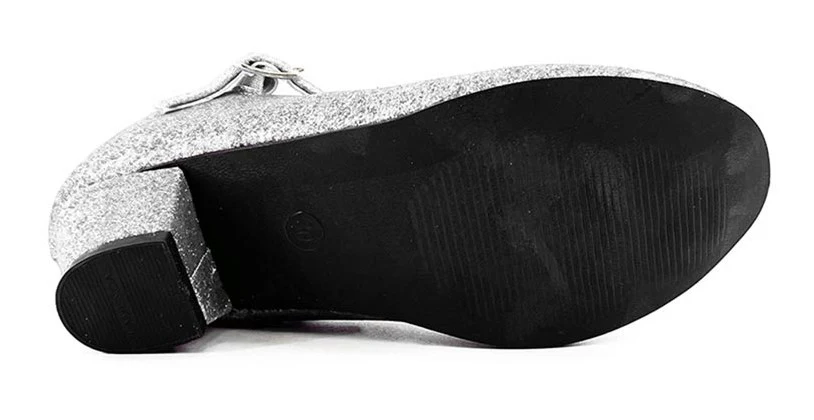 Scarpe con tacco argento con glitter per bambina - immagine 6