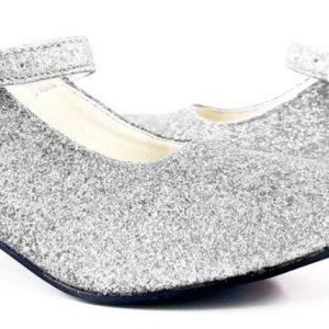 Scarpe con tacco argento con glitter per donna