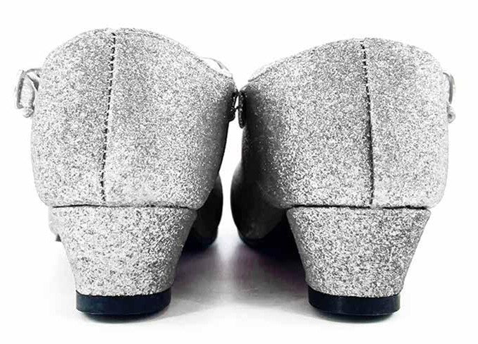 Scarpe con tacco argento con glitter per bambina - immagine 5
